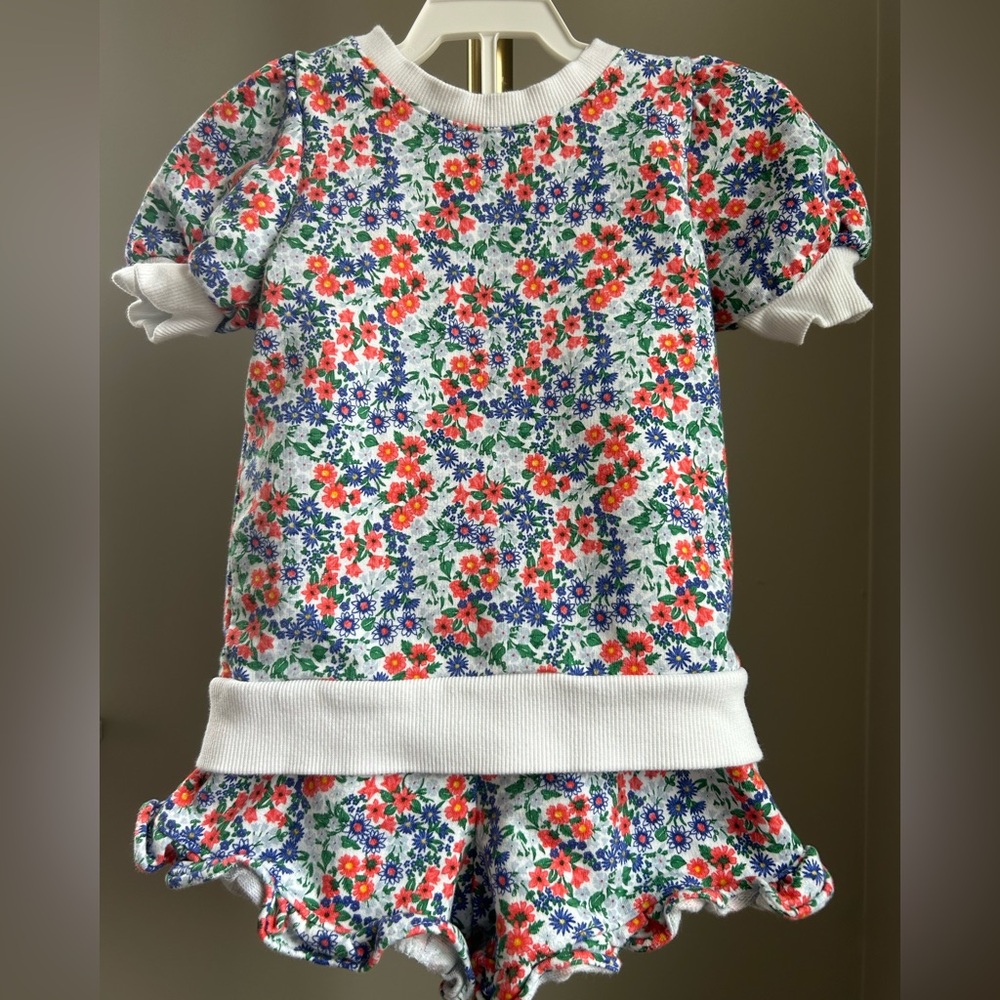 Janie & Jack Floral Puff Sleeve Top and Short Set